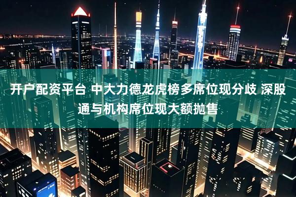 开户配资平台 中大力德龙虎榜多席位现分歧 深股通与机构席位现大额抛售
